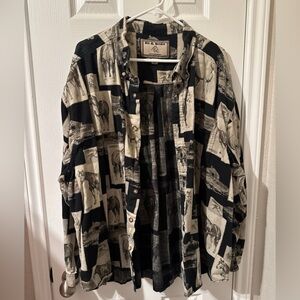 Horse print button up shirt